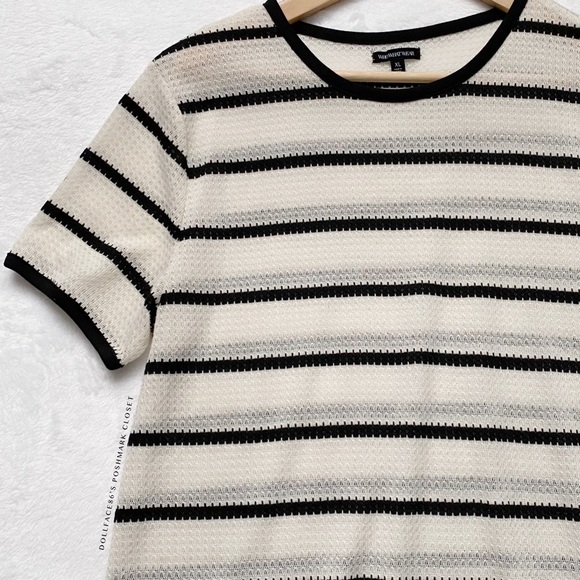 Black & White Semi Sheer Knit Top - Picture 1 of 9